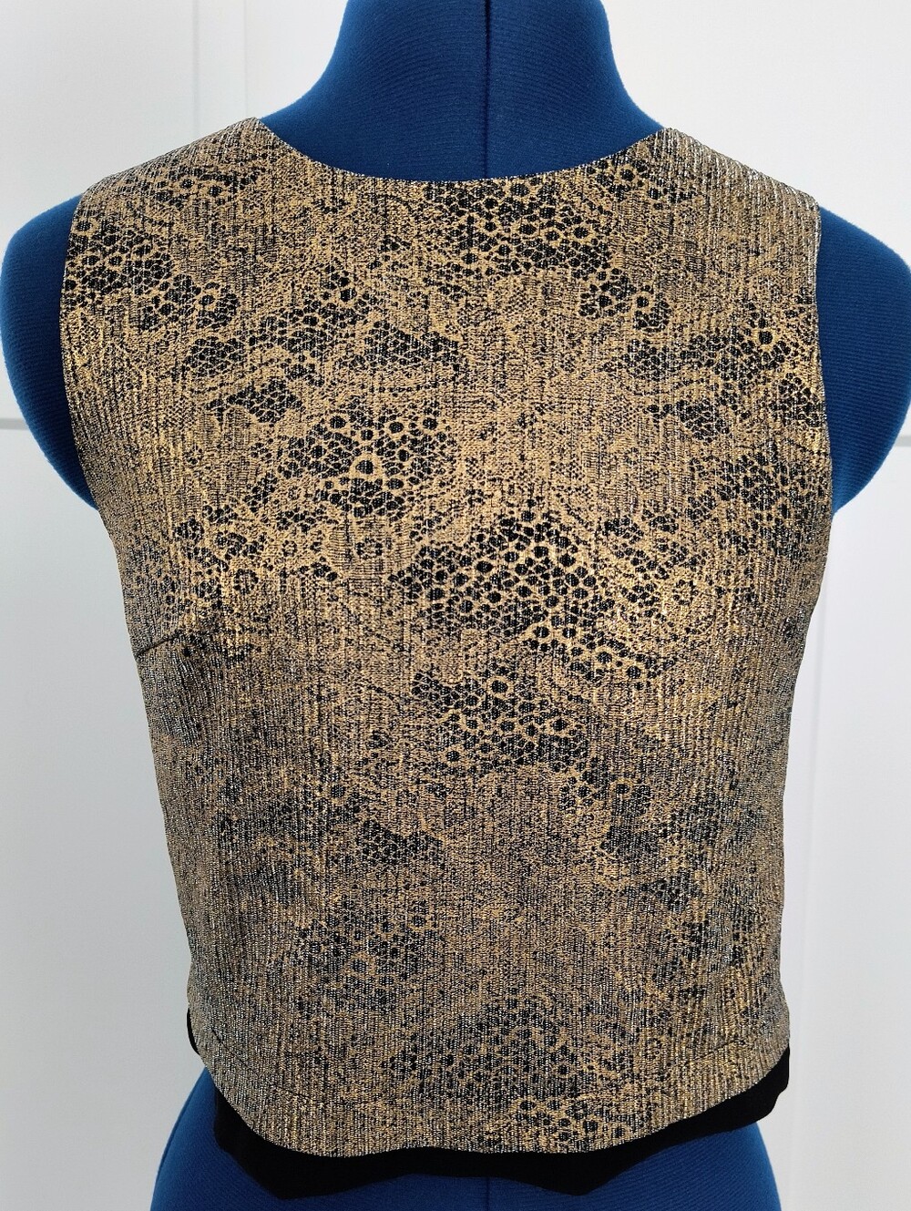 Sophie Rue Metallic Gold and Black Sleeveless Crop Top